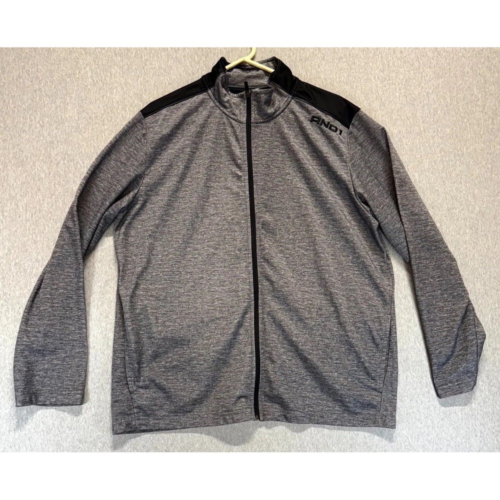 And1 Buzzer Beater Track Jacket Mens XL Heather Gray Mock Neck Running Sports